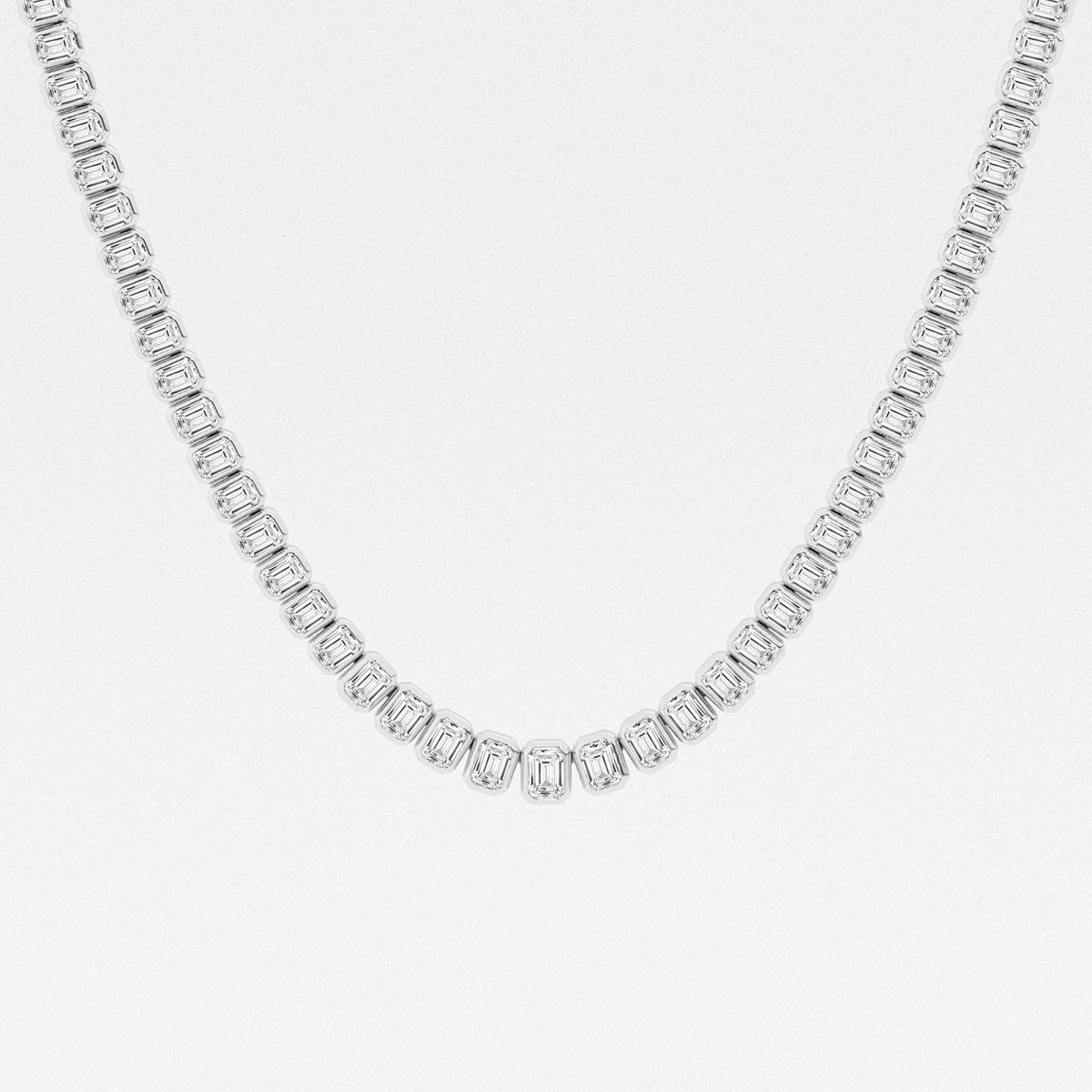 Additional Image 1 for  16 ctw Emerald Lab Grown Diamond Graduated Bezel Set Tennis Necklace